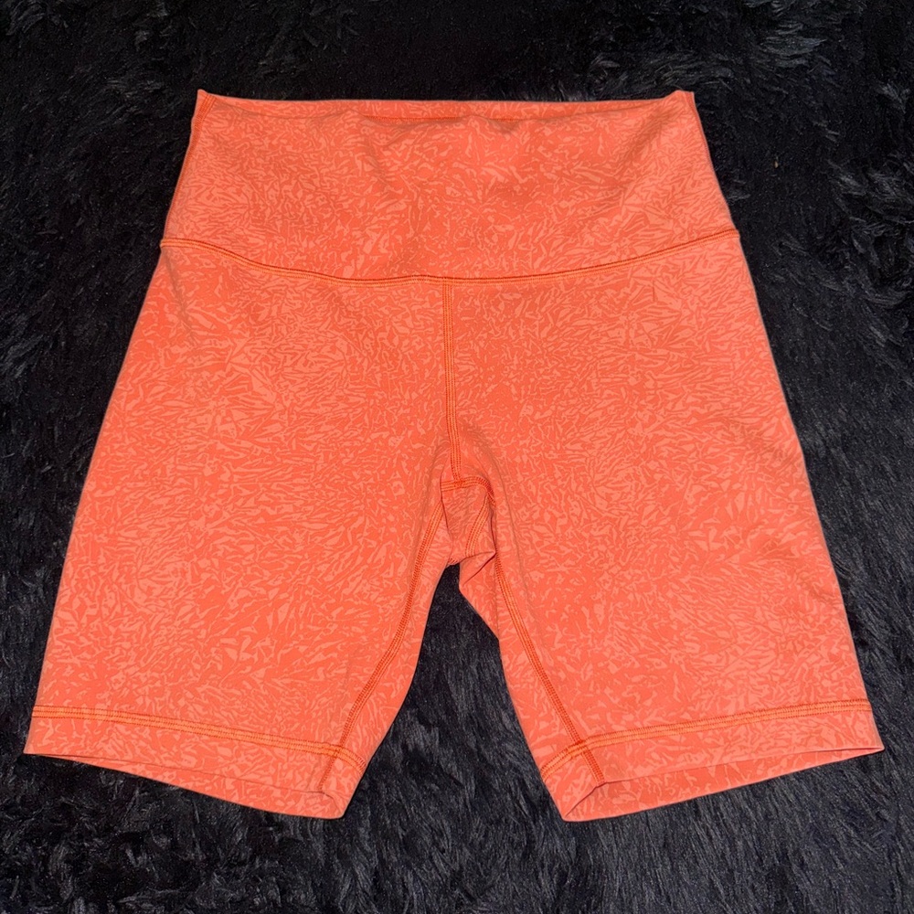 Orange pattern Lululemon align biker shorts